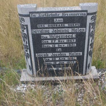 MALAN Jacob Jacobus 186?-1935 &amp; Davidina Johanna WELGEMOED 1867-1921