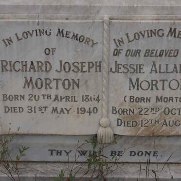 MORTON Richard Joseph 1864-1940 &amp; Jessie Allardice MORTON 1874-1954