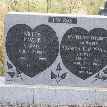 MARAIS Willem Francois 1907-1983 &amp; Susanna C.M. PIETERSE 1913-1965