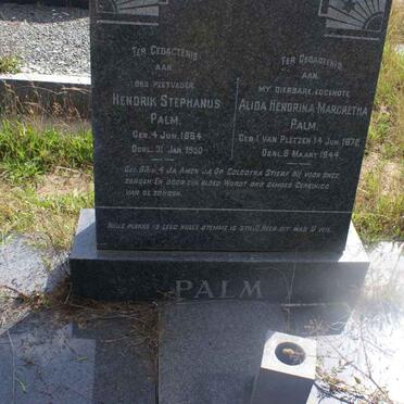 PALM Hendrik Stephanus 1864-1950 &amp; Alida Hendrina Margaretha VAN PLETZEN 1872-1944