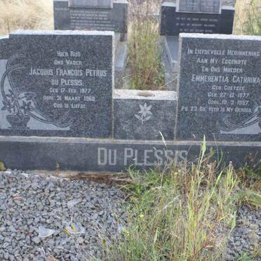 PLESSIS Jacobus Francois Petrus, du 1877-1960 &amp; Emmerentia Cathrina COETZEE 1877-1957