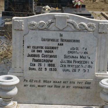 PANSEGROUW Jakobus Gustavus 1888-1950 &amp; Susanna Maria Jacoba HERTZOG 1900-1967