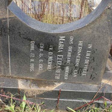 PRINSLOO Maria Elizabeth nee V.D. MERWE 1913-1985 