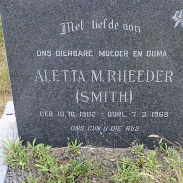 RHEEDER Aletta M. nee SMITH 1902-1969