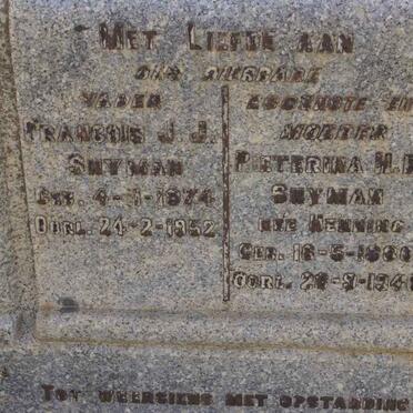 SNYMAN Francois J.J. 1874-1952 &amp; Pieterina H.P. HENNING 1886-1946