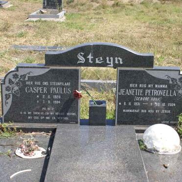 STEYN Casper Paulus 1928-1984 &amp; Jeanette Petronella ROUX 1931-2004
