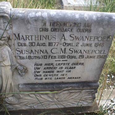 SWANEPOEL Marthinus A. 1877-1948 &amp; Susanna C.M. BOTHA 1881-1942
