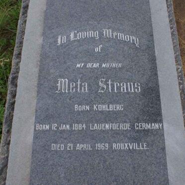 STRAUS Meta nee KOHLBERG 1884-1969