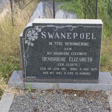 SWANEPOEL Hendriene Elizabeth nee CLOETE 1911-1971