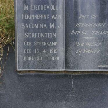 SERFONTEIN Salomina M.J. nee STEENKAMP 1913-1968