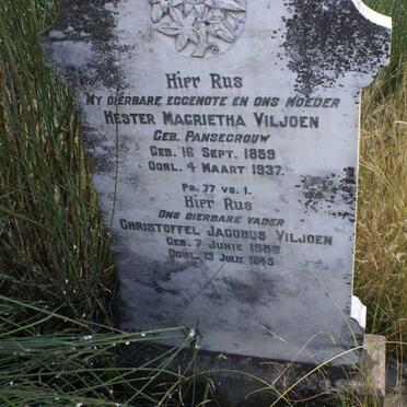VILJOEN Christoffel Jacobus 18??-1945 &amp; Hester Magrietha PANSEGROUW 1859-1937