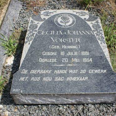VORSTER Cecilia Johanna nee HENNING 1881-1954