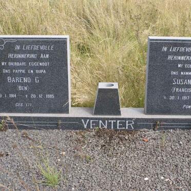 VENTER Barend 1914-1985 &amp; Susanna A.F. VAN DYK 1917-1971