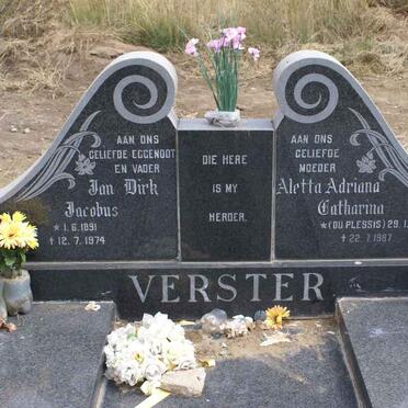 VERSTER Jan Dirk Jacobus 1891-1974 &amp; Aletta Adriana Catharina DU PLESSIS 1904-1987