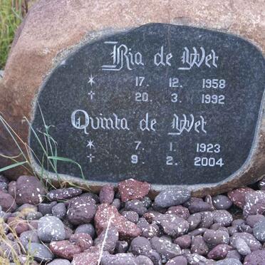 WET Ria, de 1958-1992 :: DE WET Quinta 1923-2004