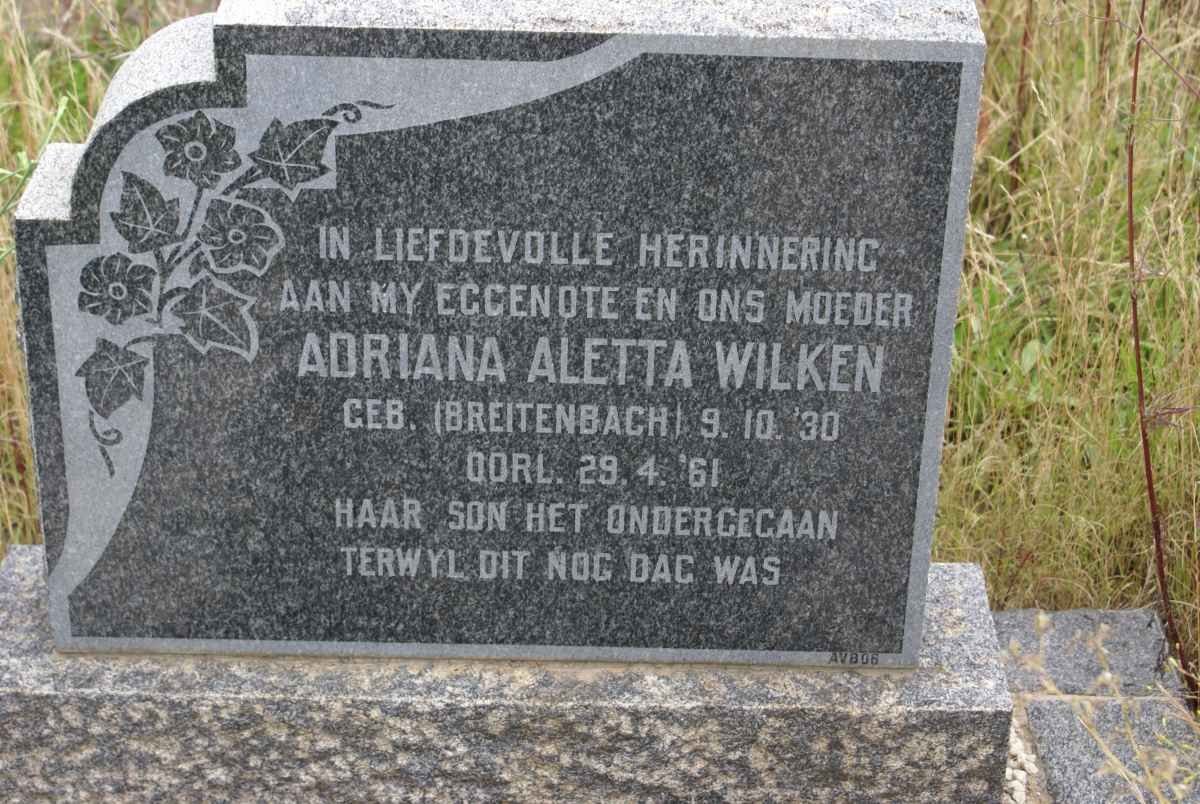 WILKEN Adriana Aletta nee BREITENBACH 1930-1961