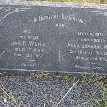 WEITZ Jan C. 1863-1957 &amp; Anna Johanna BRITZ 1871-1943