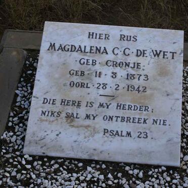 WET Magdalena C.C., de nee CRONJE 1873-1942