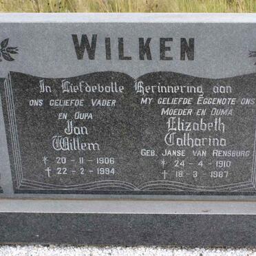 WILKEN Jan Willem 1906-1994 &amp; Elizabeth Catharina JANSE VAN RENSBURG 1910-1987