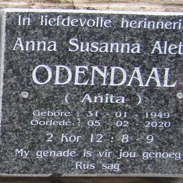 ODENDAAL Anna  Susanna Aletta 1949-2020