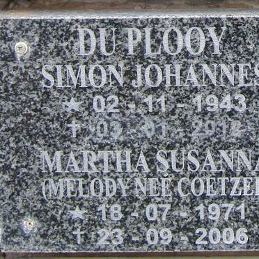 PLOOY Simon Johannes, du 1943-2012 &amp; Martha Susanna COETZER 1971-2006