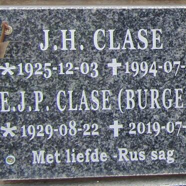 CLASE J.H. 1925-1994 &amp; E.J.P. BURGER 1929-2019