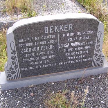 BEKKER Jacobus Petrus 1906-1973 &amp; Louisa Maria v.d. WALT 1909-1978
