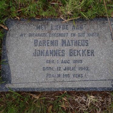 BEKKER Barend Matheus Johannes 1893-1942