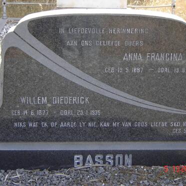 BASSON Willem Diederick 1877-1935 &amp; Anna Francina 1887-1971