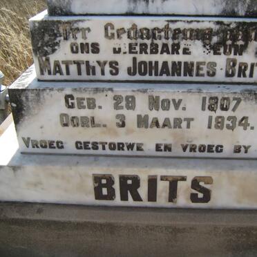 BRITS Matthys Johannes 1907-1934