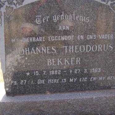 BEKKER Johannes Theodorus 1882-1963