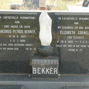 BEKKER Jacobus Petrus 1904-1988 &amp; Elizabeth Cornelia du PLESSIS 1905-1980