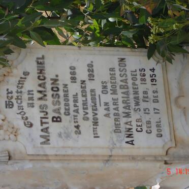 BASSON Matijs Machiel 1860-1920 &amp; Anna Maria SWANEPOEL 1865-1954