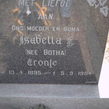 CRONJE George Frederick 1892-1962 &amp; Isabella H. BOTHA 1895-1984 
