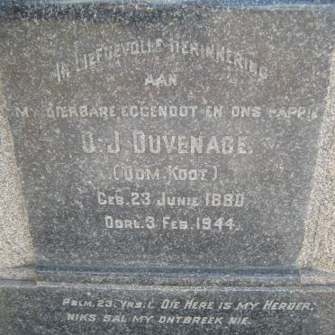 DUVENHAGE O.J. 1880-1944