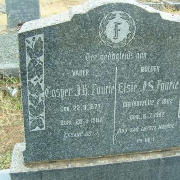 FOURIE Casper J.H. 1877-1962 &amp; Elsie J.S. KOTZE 1882-1952
