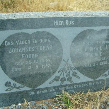 FOURIE Johannes Lukas 1884-1957 &amp; Louisa E.J. 1890-1956