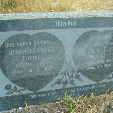 FOURIE Johannes Lukas 1884-1957 &amp; Louisa E.J. 1890-1956