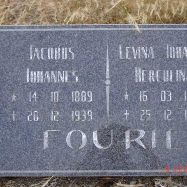 FOURIE Jacobus Johannes 1889-1939 &amp; Levina Johanna Herculina 1892-1986