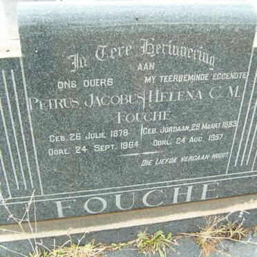 FOUCHÉ Petrus Jacobus 1879-1964 &amp; Helena C.M JORDAAN 1883-1957