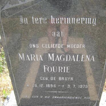 FOURIE Maria Magdalena nee de BRUYN 1896-1975