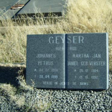 GEYSER Johannes Petrus 1904-1995 &amp; Martha Jan Daniel VERSTER 1904-1992