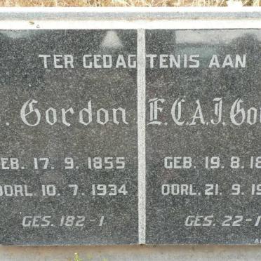GORDON J. 1855-1934 &amp; E.C.A.J. 1857-1939