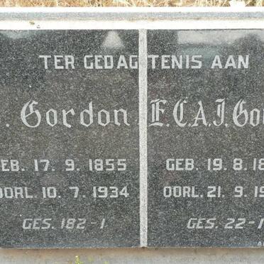 GORDON J. 1855-1934 &amp; E.C.A.J. 1857-1939
