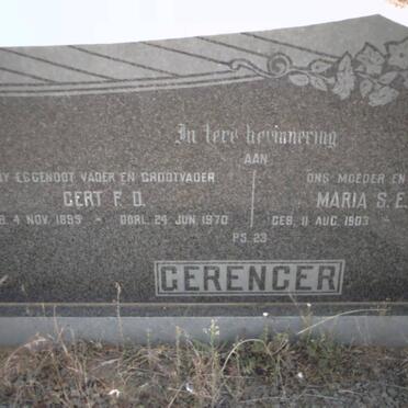 GERENGER Gert F.D. 1895-1970 &amp; Maria S.E. van EDEN 1903-1978
