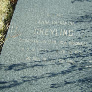 GREYLING Lavina Catharina formerly COETZER nee ERASMUS 1894-1991