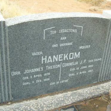 HANEKOM Dirk Johannes Theron 1876-1956 &amp; Cornelia J.P. GOUWS 1883-1957
