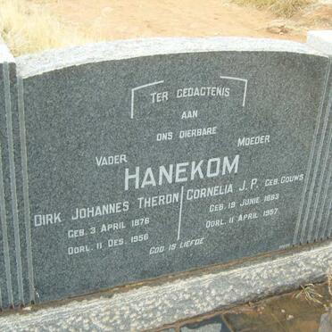 HANEKOM Dirk Johannes Theron 1876-1956 &amp; Cornelia J.P. GOUWS 1883-1957