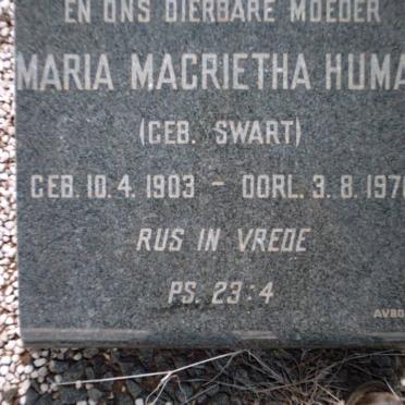 HUMAN Maria Magrietha nee SWART 1903-1970