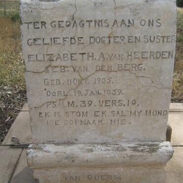 HEERDEN Elizabeth A., van nee van den BERG 1905-1939